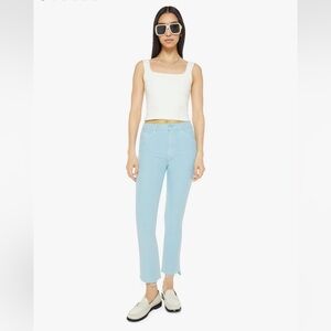 MOTHER The Insider Crop Step Fray in Blue Glow